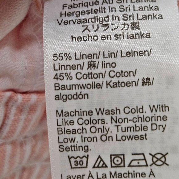 J. Crew Linen Blend Capris Pants Size 14 Striped Pull-On Drawstring Peach - Picture 7 of 10